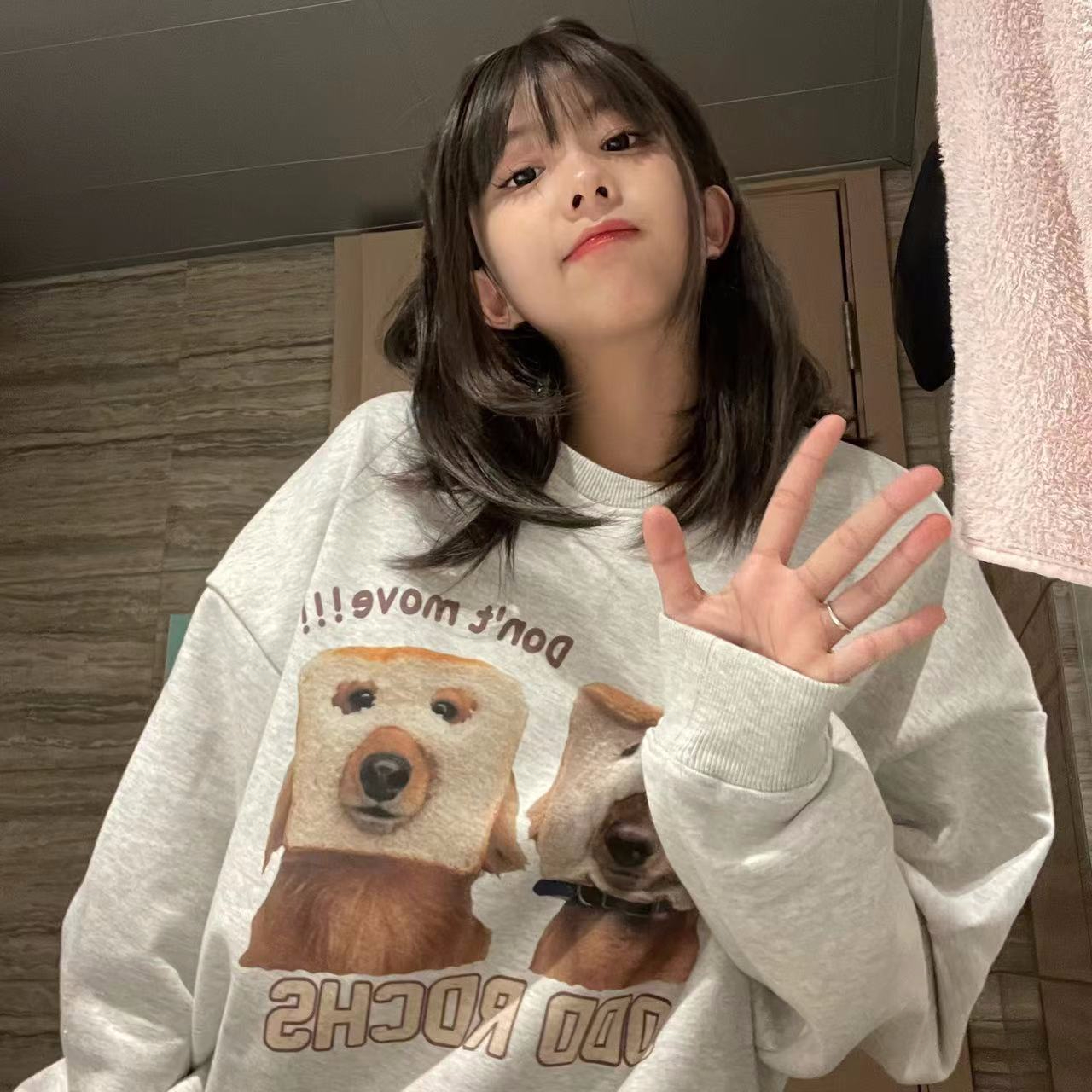秋裝薄款衛衣女大碼 後包領 拉肩線 M-XXXL