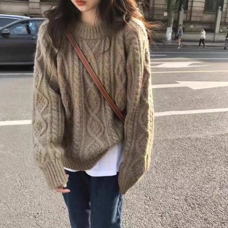 溫柔風麻花毛衣女秋冬季法式復古高級感慵懶風氣質針織衫上衣加厚