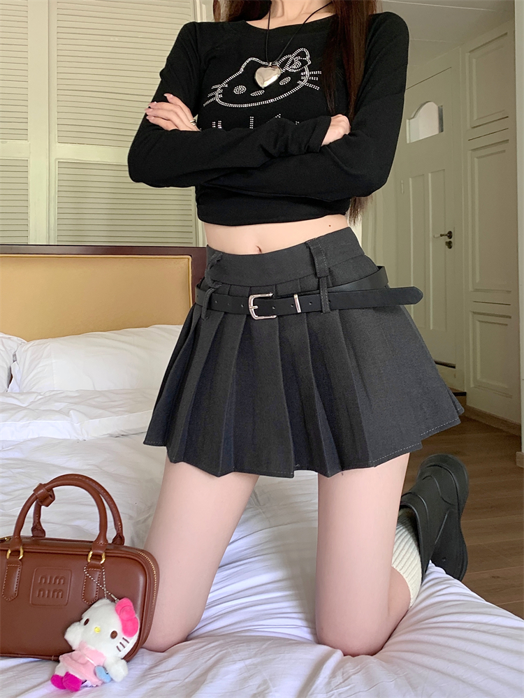 實拍 ~秋冬美拉德辣妹百褶半身裙女高腰顯瘦a字防走光短裙