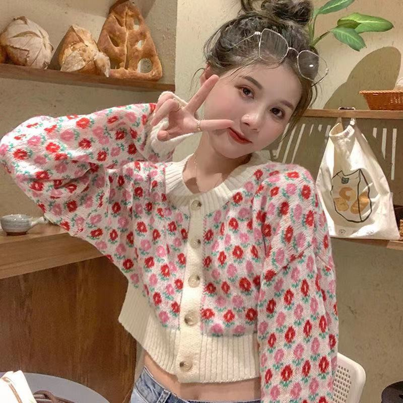 chic針織衫女小個子秋季新款小眾上衣服短款寬鬆長袖毛衣開衫