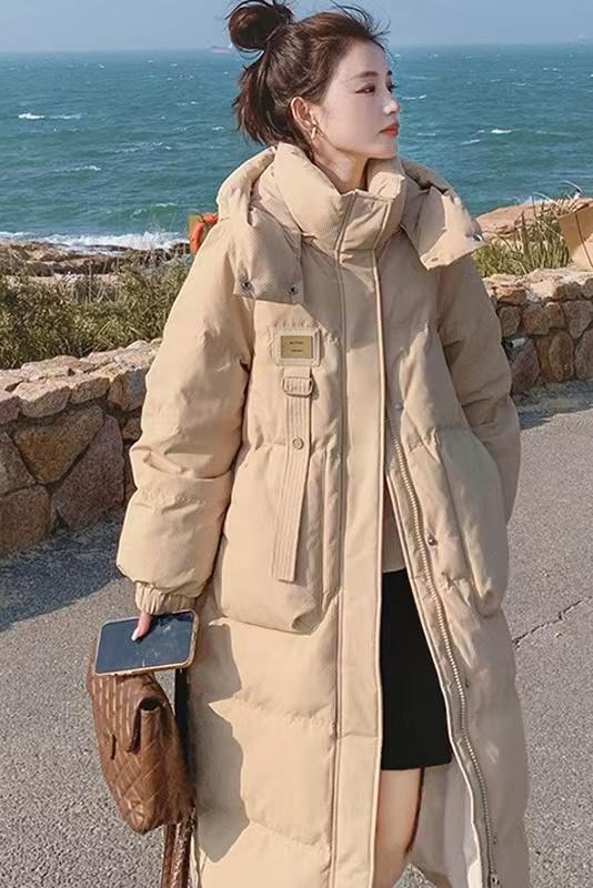 實拍 羽絨服女冬季新款韓版華夫格寬鬆中長款設計感棉衣外套棉服
