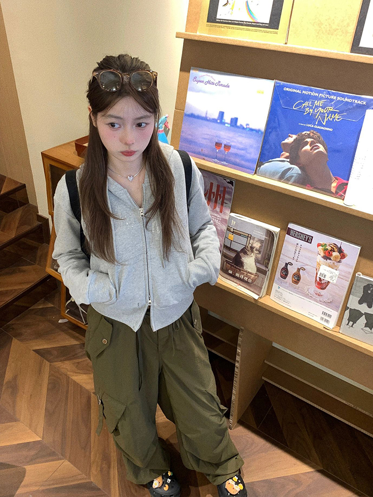 後包領雙帽不起球棉螺口 仿棉華棉複合310剋薄款衛衣女燙鑽雙鏈頭