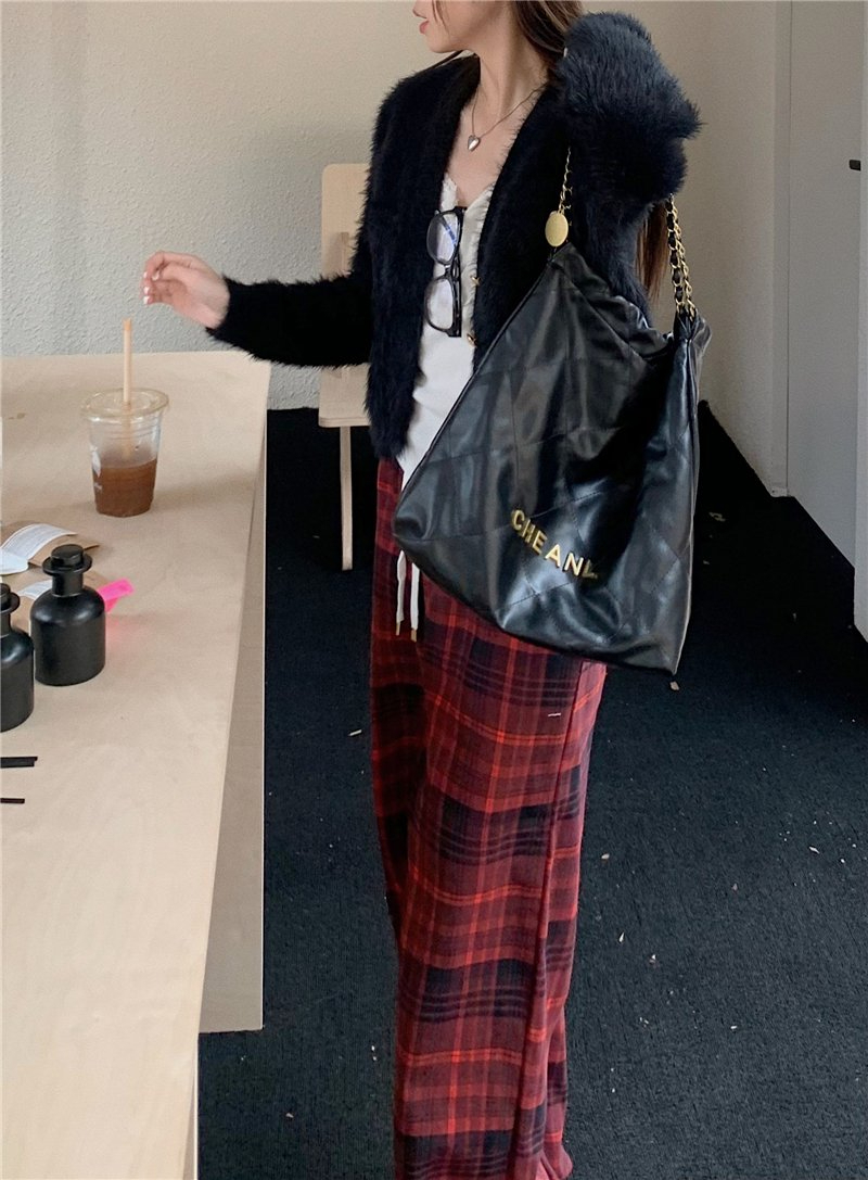 紅色垂感格子闊腿褲女秋季高腰顯瘦闊腿寬鬆百搭休閒拖地褲