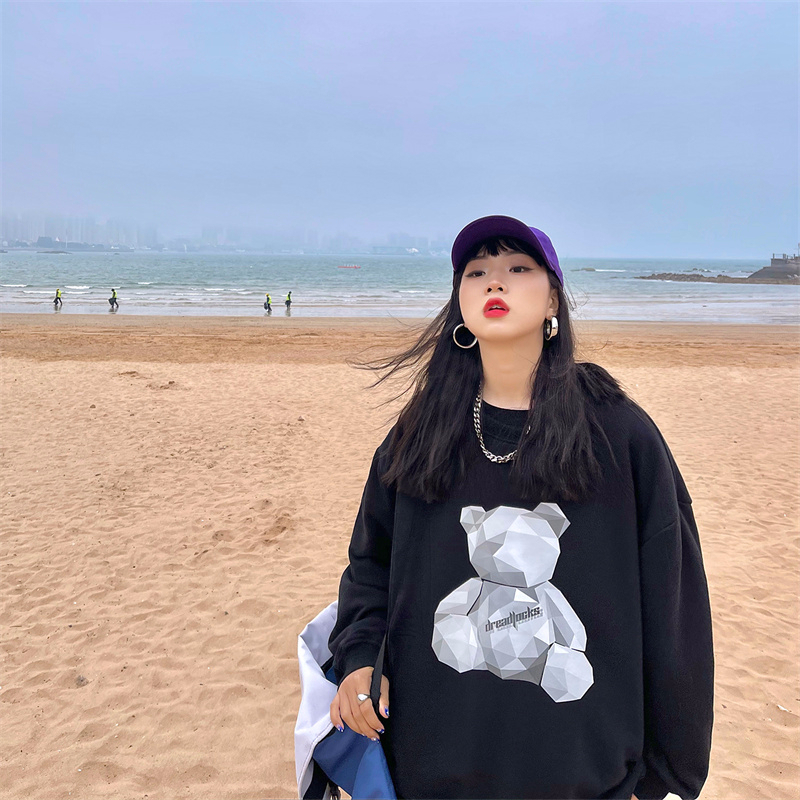 2023 New Loose Casual Women's Clothing, Velvet 250g / Large David's Round Neck Autumn and Winter Sweater Women's Velvet