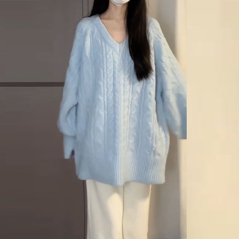 v領毛衣外套女秋冬2023新款寬鬆高級感針織外套女春秋慵懶風