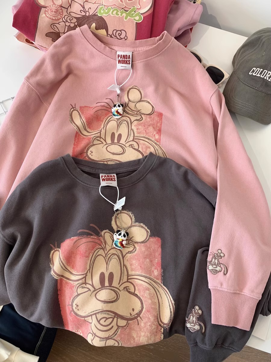 紙袋家pandaworks秋季美式重磅復古高飛塗鴉寬鬆學生衛衣女