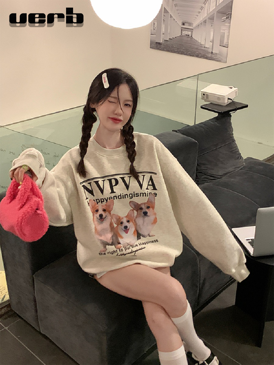 2023新款華棉複合薄款310克/加絨410克 秋冬裝衛衣女印花寬鬆大碼