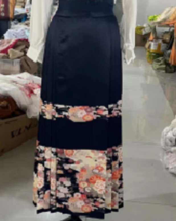 原創新中式國風女裝明制花月夜改良漢服成人黑色馬面裙