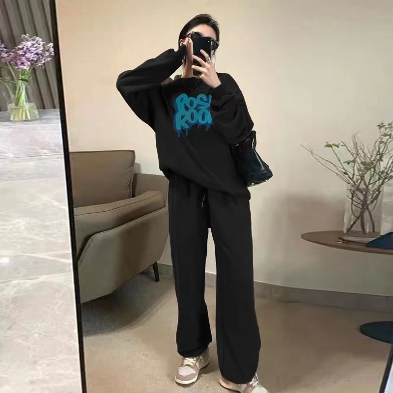 Sports suit for women 2023 autumn and winter new style fashionable casual sweatshirt thin running two-piece set