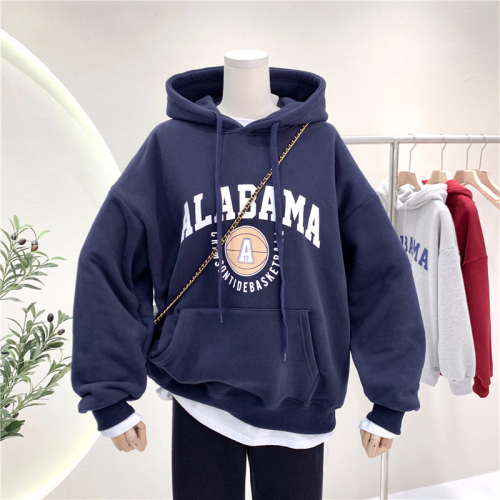  New Loose Fashionable Women's Clothing, Velvet 250g / Large Hooded Autumn and Winter Sweater Women's Velvet