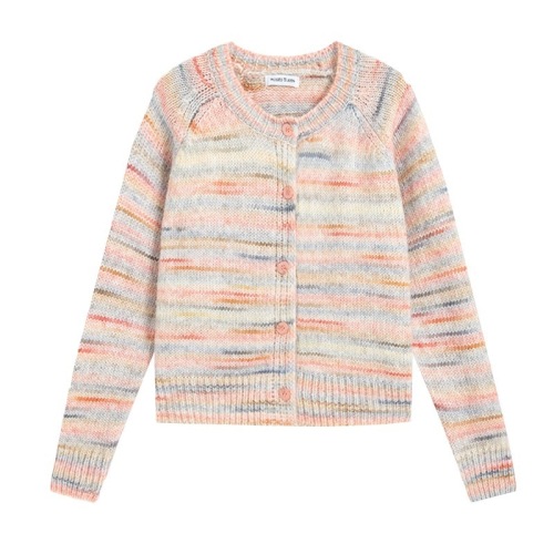 Lazy design tie-dye style pink gradient sweater cardigan niche loose soft waxy round neck sweater jacket