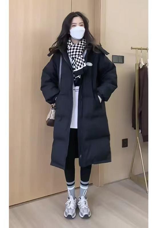 大量羽絨棉服女中長款2023中長款寬鬆小個子加厚棉衣外套