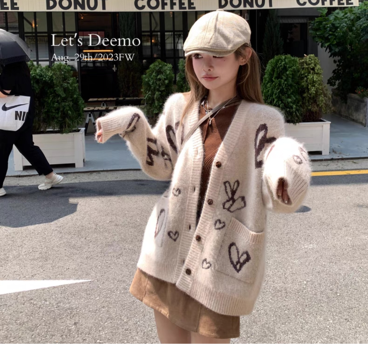 毛衣女秋冬2023新款日系慵懶復古美拉德穿搭淺卡其針織上衣外套女