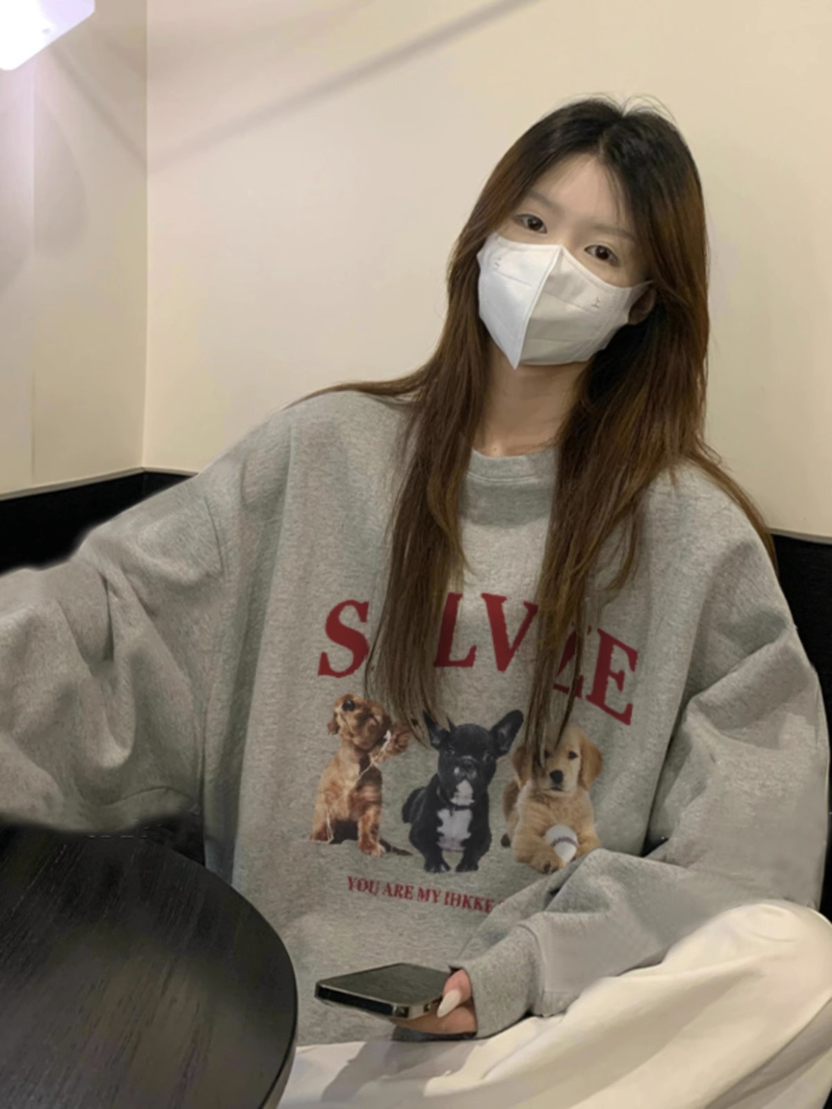 防棉華棉複合牛奶絲300克/銀狐絨400克圓領衛衣女