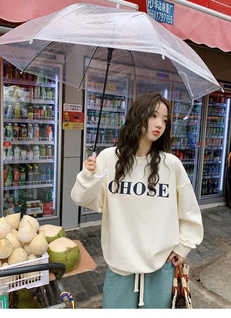 Harajuku BF thickened velvet pullover round neck sweatshirt for female students salt loose top autumn and winter coat lazy style
