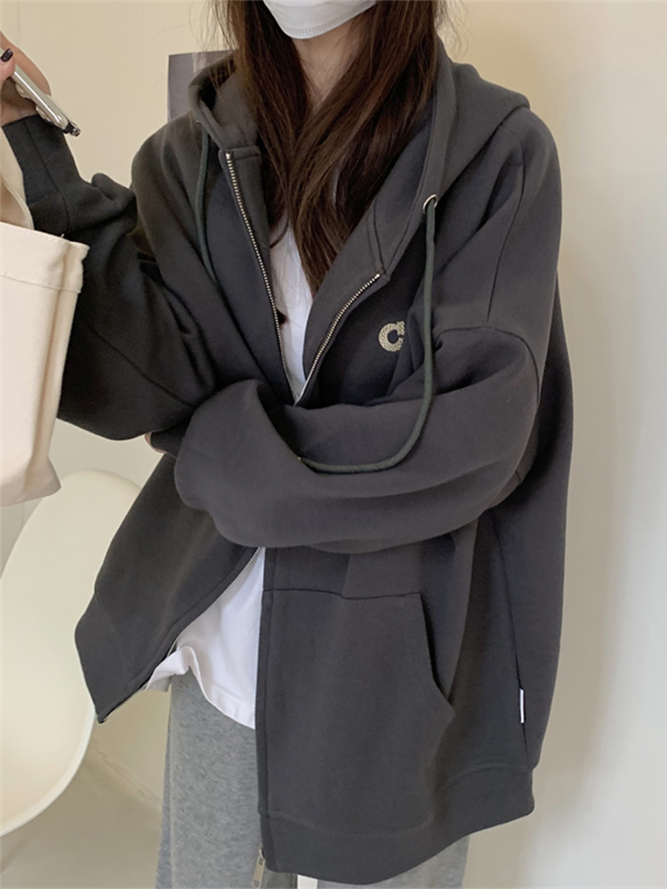 衛衣外套女春秋款早秋韓系慵懶風厚連帽2023新款加絨秋冬秋季
