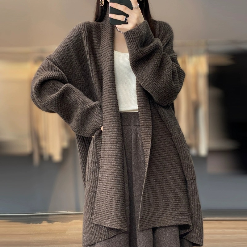 South Korea Dongdaemun 2023 Autumn and Winter Loose Waisted Mid-Length Knitted Dress Women's Autumn and Winter Western Style Sweater Dress
