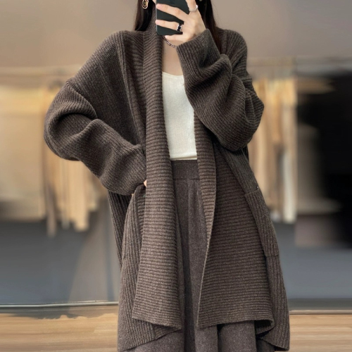 South Korea Dongdaemun  Autumn and Winter Loose Waisted Mid-Length Knitted Dress Women's Autumn and Winter Western Style Sweater Dress