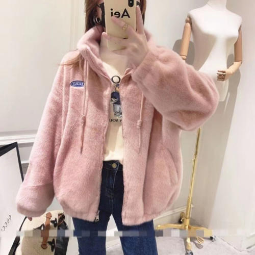Imitation fur coat women's mid-length winter new imitation mink plush velvet stand collar imitation mink Korean style loose