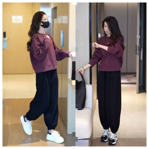 Casual suit women's sweatshirt lazy style spring and autumn new two-piece set fashionable comfortable western style sportswear
