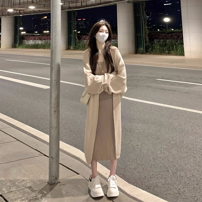 Autumn clothing for women 2023 new high-end sweater knitted dress breast-type wear with a complete set of fashion