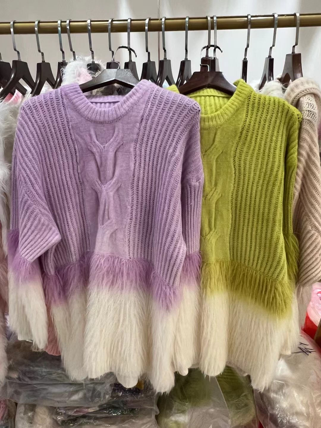 Gradient color furry soft waxy garden collar sweater for women autumn and winter new style lazy style loose slimming long-sleeved sweater