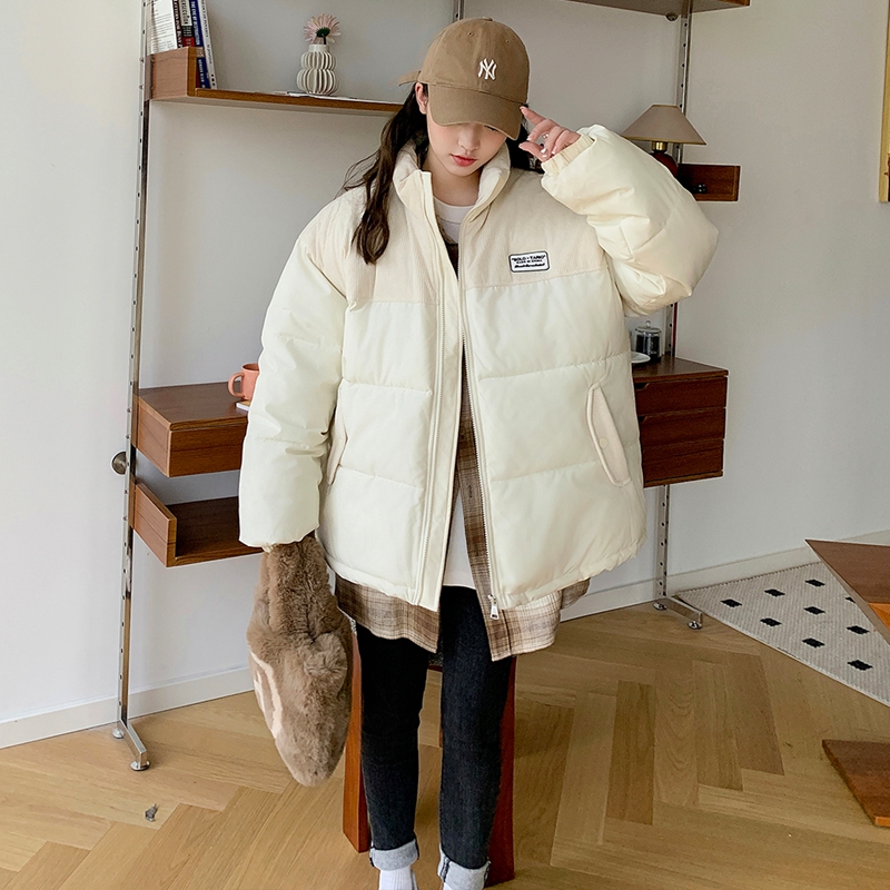 Real shot of corduroy cotton coat for women in winter 2023 new loose oversize cotton coat thickened cotton jacket short jacket