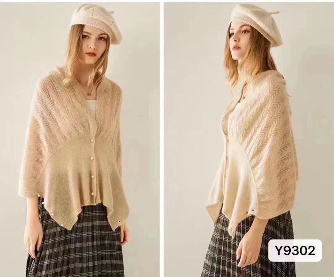 2023 new autumn Korean style lazy style solid color hollow outer sweater shawl jacket