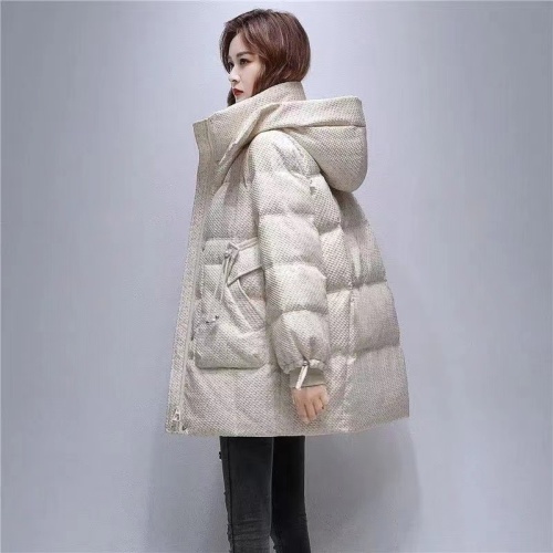 Duck and duck same style down jacket and cotton coat for women, fashionable waist, large size, small fragrance, thickened fashionable cotton coat, mid-length coat