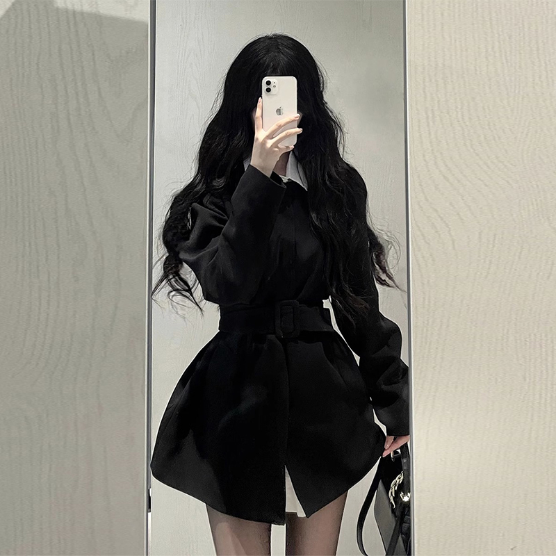 Black suit dress for women 2023 new early autumn high-end lady wear Xiaoxiang Hepburn style suit