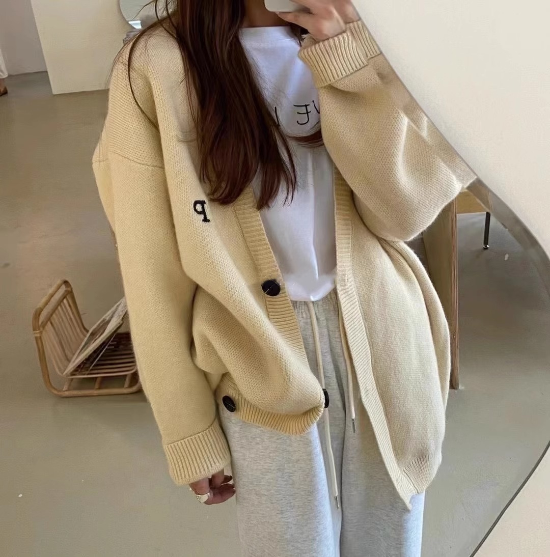 綿羊絨#高級感黑色毛衣外套女2023年新款秋冬慵懶風寬鬆加厚
