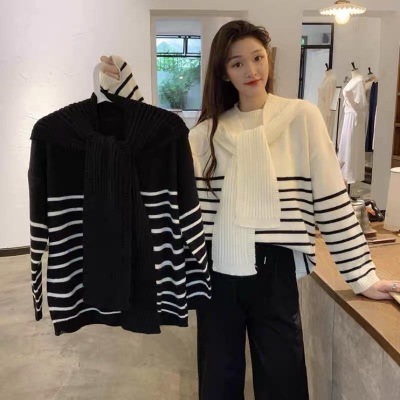 韓國秋冬新款小清新甜美套頭網紅毛衣女慵懶風披肩百搭針織衫線衣