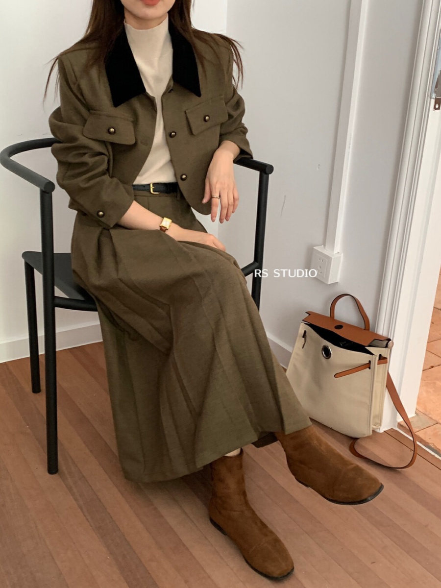 Xiaoxiangfeng blazer and skirt two-piece set for women 2023 new autumn style lady style tea style outfit complete set