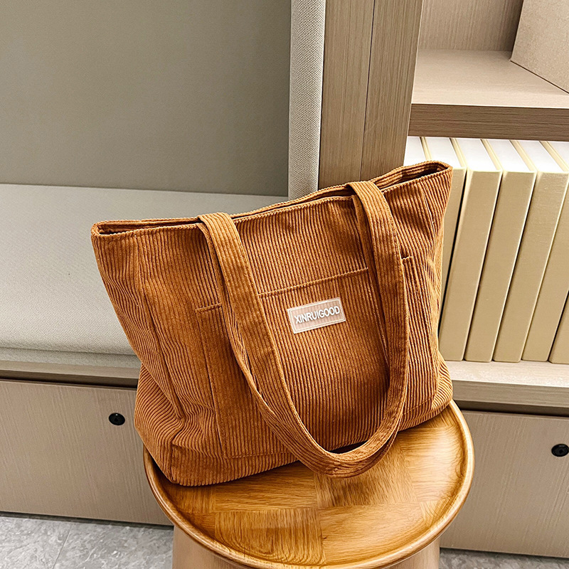 High Capacity Bag for Women 2023 New Korean Edition Harajuku Corduroy Sen Student Literature One Shoulder Crossbody Bag