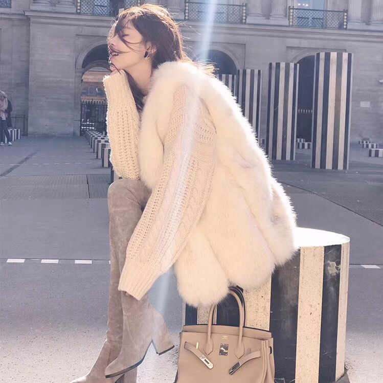 2023 Winter Korean Style Women's Imitation Fox Fur Internet Celebrity Style Plush Coat Spliced ​​Vest Jacket Vest