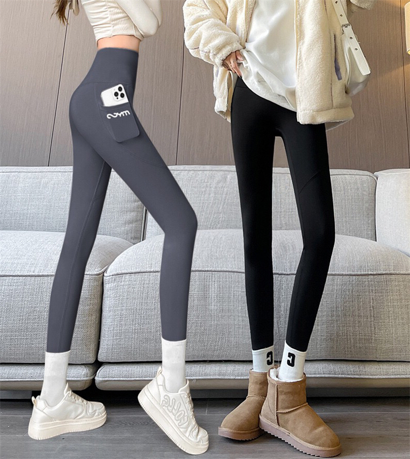 Actual price ~ Large size shark pants high waist hip lifting yoga sports Barbie pants side pockets outer wear leggings
