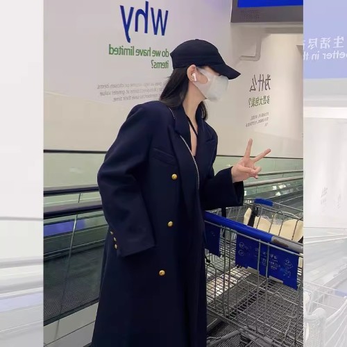 Xiaoxiang Hepburn style suit woolen coat for women 2023 new autumn and winter mid-length high-end woolen coat for women