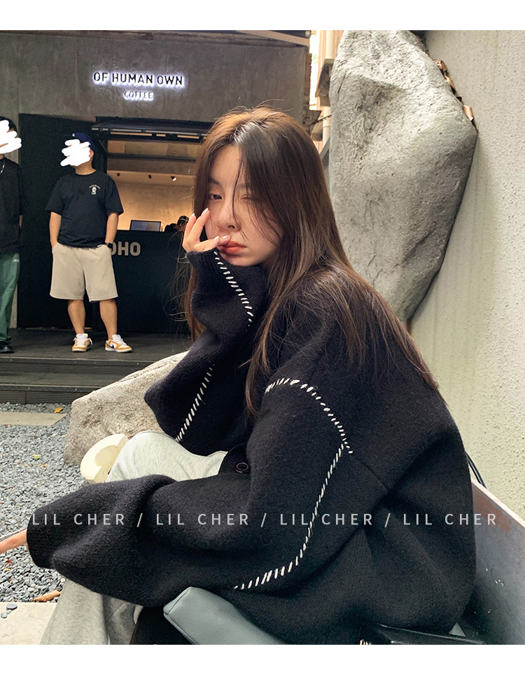 Lazy style sweater cardigan coat women's loose autumn and winter 2023 new design niche early autumn top sweater