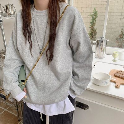 Harajuku BF thickened velvet pullover round neck sweatshirt for female students salt loose top autumn and winter coat lazy style