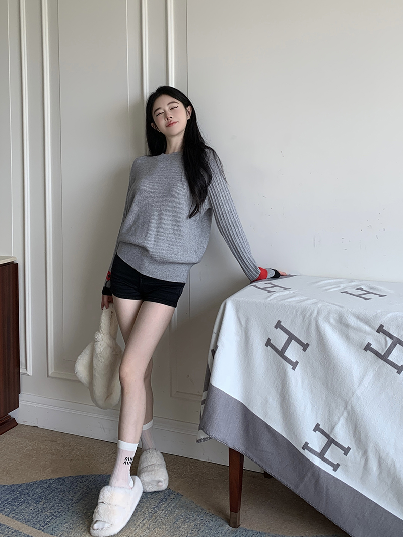 實拍 秋冬復古高級感慵懶風毛衣女百搭寬鬆小眾針織上衣