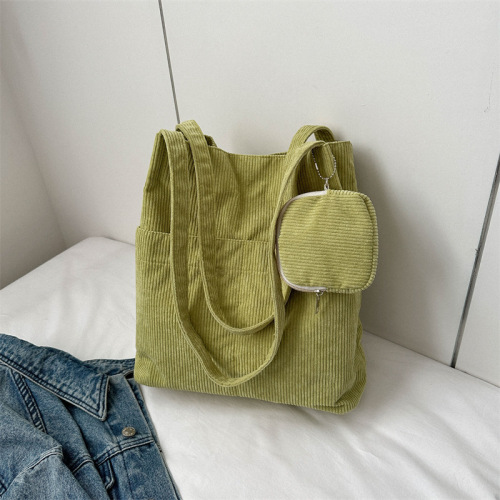 Korean version of large capacity women's bag, twill canvas commuting, one shoulder portable casual women's bag, simple and lazy shopping bag trend