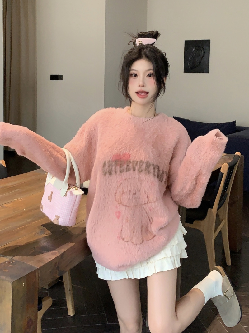 實拍~2023秋冬針織毛毛糯嘰嘰毛衣女
