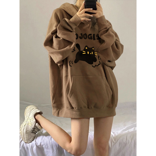 Chinese cotton composite silver fox velvet new autumn and winter loose hooded sweatshirt for women