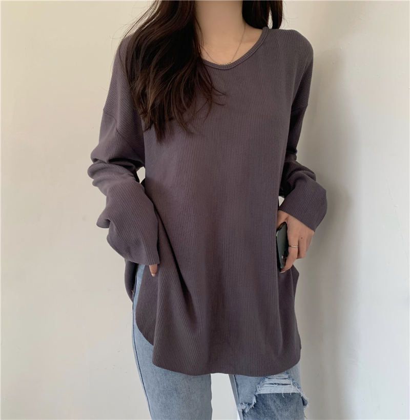 Actual shot of the new version of the lazy style oversized loose long ultra-thick T-shirt
