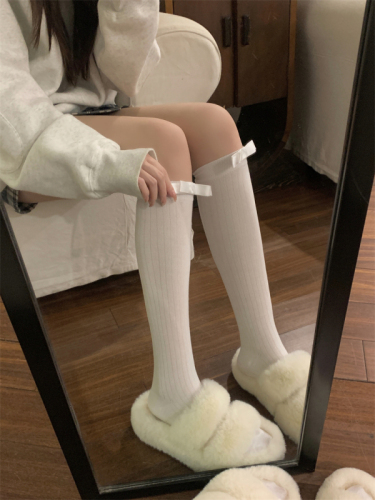 实拍价 蝴蝶结袜子女中筒长筒堆堆袜可爱日系芭蕾风jk小腿袜