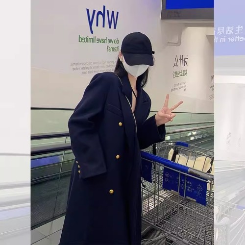 Xiaoxiang Hepburn style suit woolen coat for women 2023 new autumn and winter mid-length high-end woolen coat for women