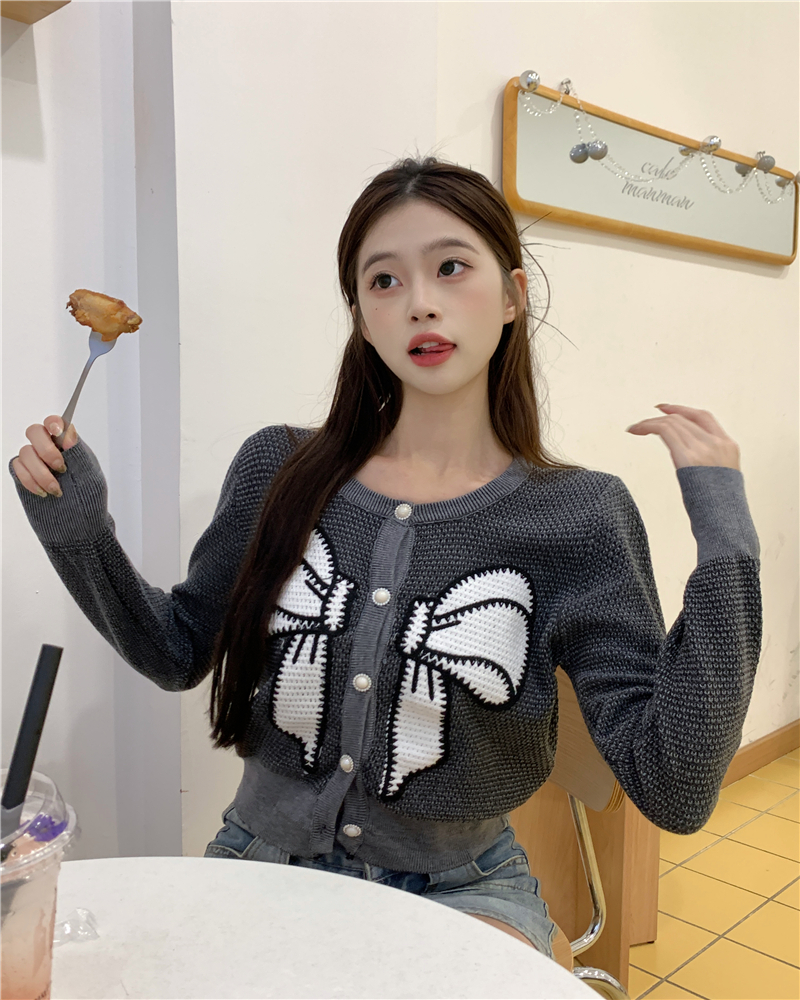 實拍~長袖針織開衫女秋季新款毛衣外套