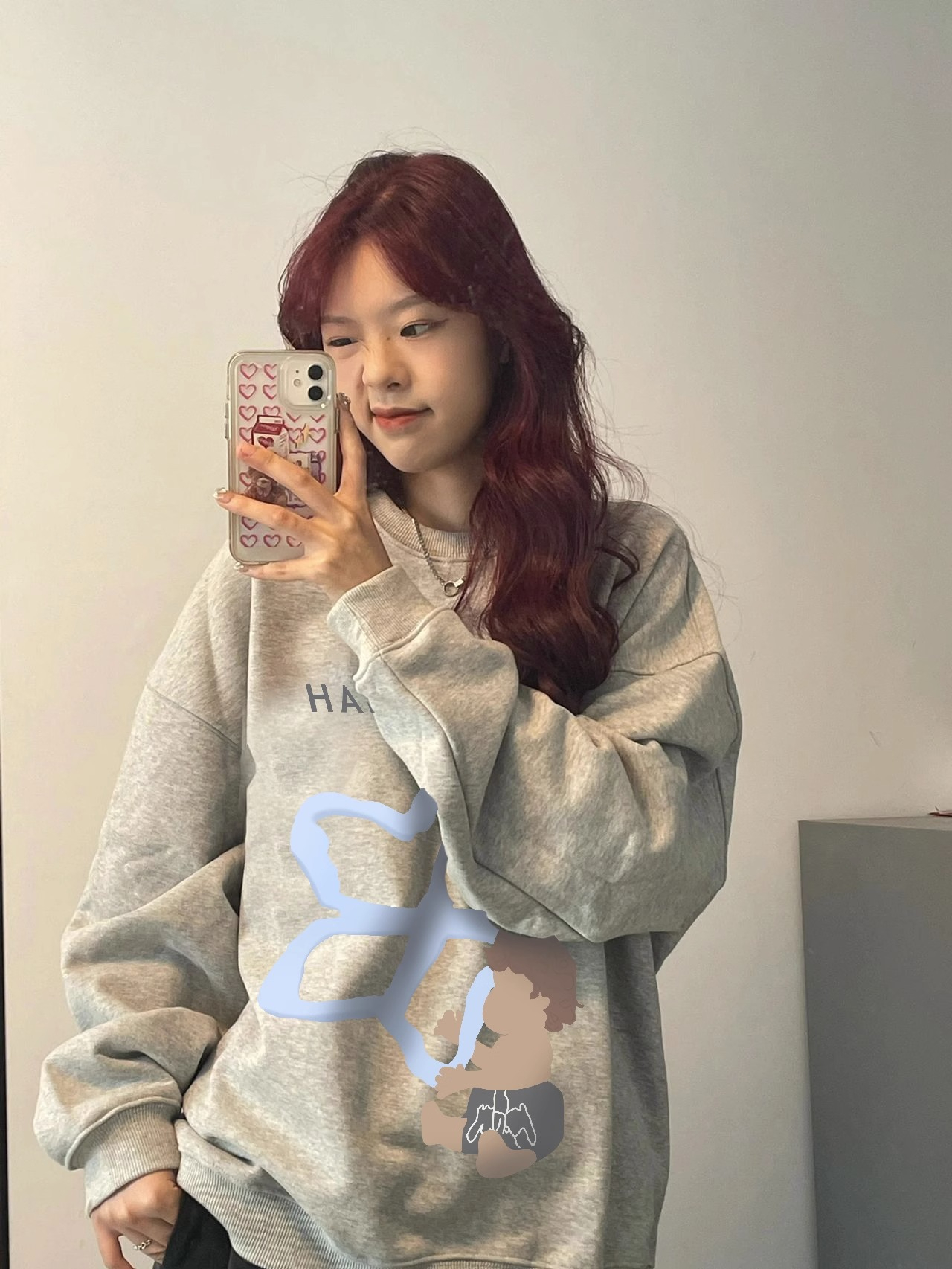CVC cotton pasta wool Chinese cotton composite/milk silk 320g silver fox velvet 400g front printed round neck sweatshirt for women