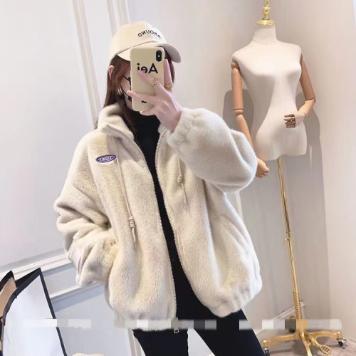 Imitation fur coat women's mid-length winter new imitation mink plush velvet stand collar imitation mink Korean style loose