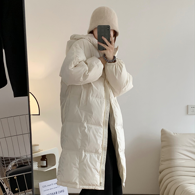 Real shot of ins down jacket for women 2023 new thick cotton jacket mid-length Korean style loose cotton jacket